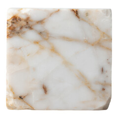 A polished square marble tile with white and light brown veining.