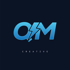 QM Thunderbolt Monogram – Futuristic Electric Logo with Bold Blue Energy Strike