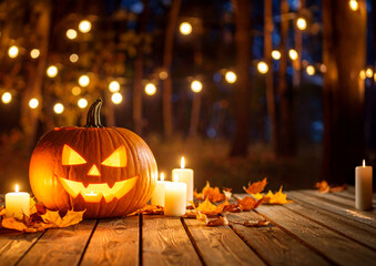 夜の森のハロウィン（生成AI　Generated Image）