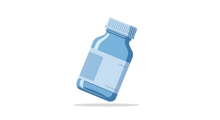 Light blue medicine bottle with blank label for healthcare products
