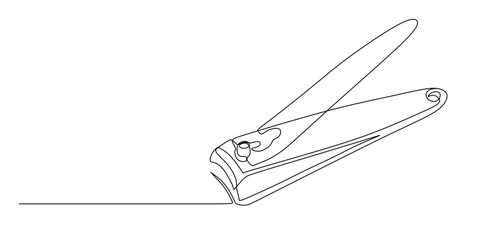 continuous one line art of nail clipper icon. this icon is for manicure and pedicure salon banner

