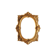 Obraz premium Elegant Gold Oval Frame Isolated on Transparent Background