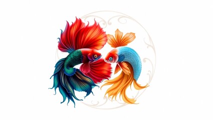 bulu ikan cupang pada latar belakang putih