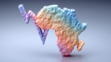 Africa Map Economic Downturn 3D Render Pastel Colors Stock Market Crash