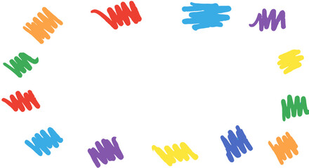 Colorful Scribble Circle Frame on White Background