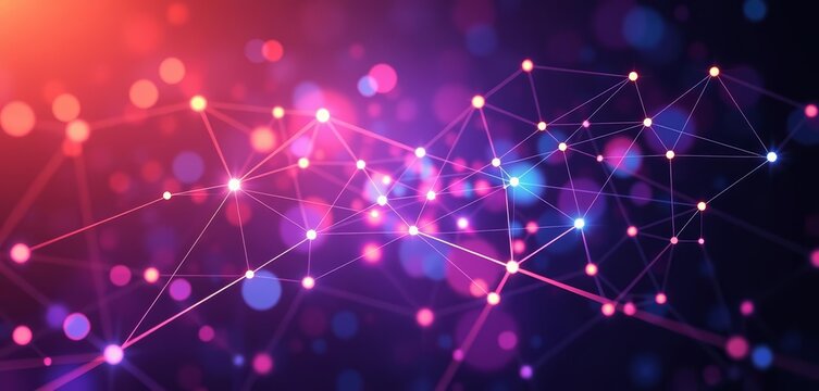 Abstract network graph showing digital business merger, innovation, network