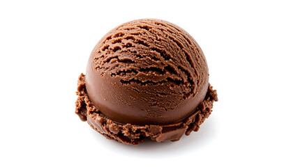 Single rich chocolate ice cream scoop with smooth texture