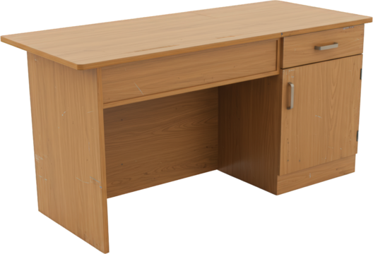 Modern Wooden Desk with Drawer and Cabinet Light Oak Finish Home Office Furniture - Powered by Adobe