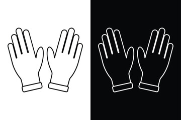 Obraz premium Surgical Gloves Vector Icon. Bicolor Line Art on Black or White Background