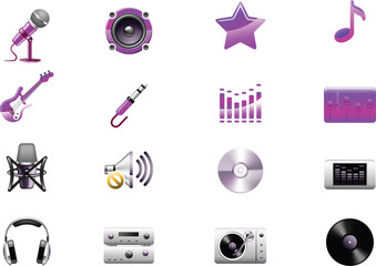 Music icons vector and bundle set