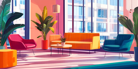 Co Working Space with Modern Vibrant Interior Design for Creative Professionals