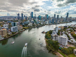 Aerial view of Brisbane city in Australia