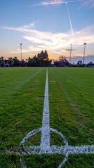 The school field during a ceremony or empty towards dusk