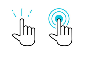 人差し指でクリックしたりボタンを押し続けるイメージのアイコンセット