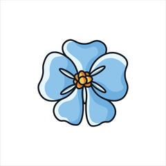 Forget Me Not Flower Colored  Illustration