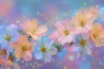Close-up of Pastel Cherry Blossoms