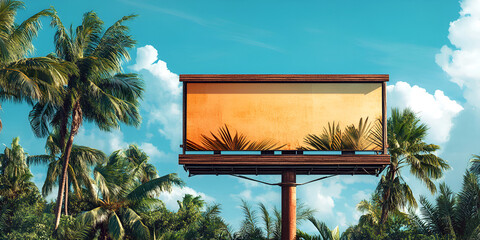Tropical summer vacation design with palm trees and vibrant vibes