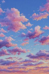 Pink Clouds in Blue Sky