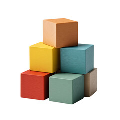 Stacked colorful toy blocks isolated on white background