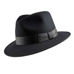 Black fedora hat isolated on white background