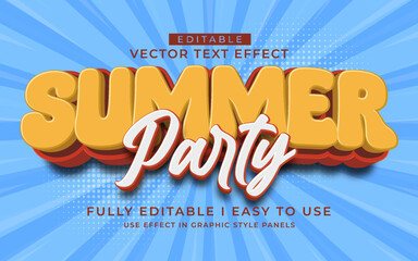 3d editable summer party text effect typography style template