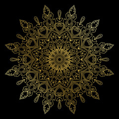 Golden Mandala for decoration, Abstract flowers