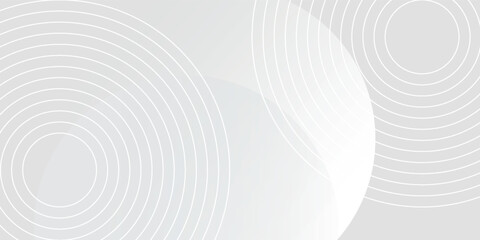 Naklejka premium White geometric abstract background overlap layer on bright space with lines effect decoration. Modern graphic design element circles style concept for banner. vector eps10