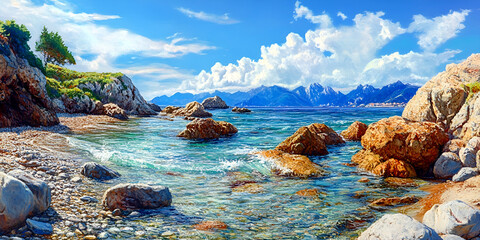 mountain landscape with blue sky