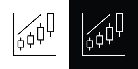 Obraz premium elevating market insight icon. candlestick chart for financial analytics, stock trading, data trend thin line icon symbol sign for your app and web. vector illustration
