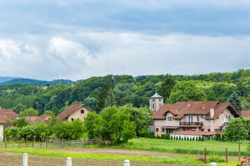 Serbian village on a cloudy summer day