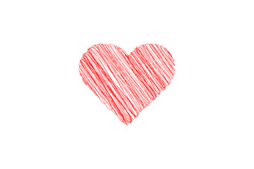 Love heart, made of rough strokes isolated over white background, Hand drawing vector illustration
