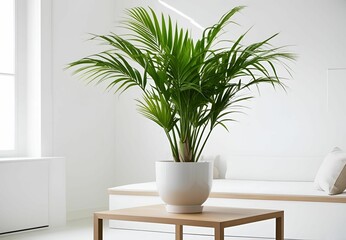 Fototapeta premium Potted palm on white background