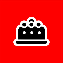 Minimalist Cake Icon on Red Background
