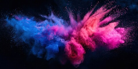 Fototapeta premium A slow-motion capture of multicolored powder exploding against a dark background