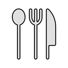 Cutlery set icon with fork, spoon, knife. Great for dining designs.