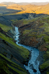 Háifoss VALLEY ICELAND TRAVELING SUNRISE WATERFALL CLIFF 