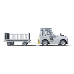 Industrial Utility Vehicle with Trailer Isolated on Transparent Background