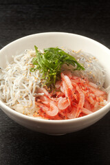 生しらすと釜揚げしらすと生桜エビの丼