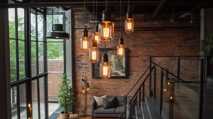 Edison Bulbs Illuminate Loft Apartment with Exposed Brick Walls