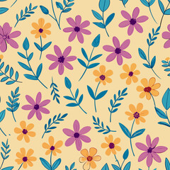 Pastel Floral Pattern. Seamless Flower Background