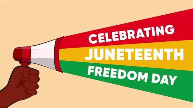 Juneteenth Independence Day animated Text. Freedom or Emancipation Day.  For Movies, Presentations, Videos,and Greetings for the Juneteenth Celebrations.