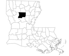 Map of Winn Parish in Louisiana state on white background. single Parish map highlighted by black colour on Louisiana map. UNITED STATES, US