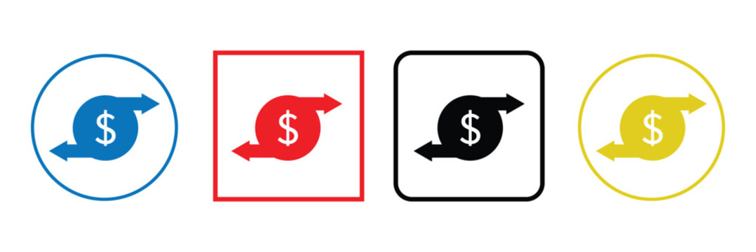 Dollar price up and down icon line style. Dollar coin graph up and down. Money cost arrow growth, decline. Dollar increase and decrease&nbsp;vector&nbsp;icons. Vector Illustration&nbsp;.&nbsp;EPS&nbsp;20&nbsp;. 