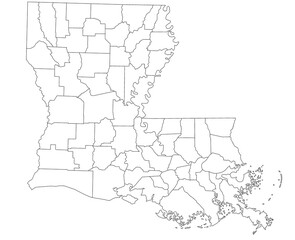 Louisiana map, High detailed illustration map - outline Louisiana State Map