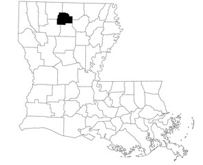 Map of Lincoln Parish in Louisiana state on white background. single Parish map highlighted by black colour on Louisiana map. UNITED STATES, US