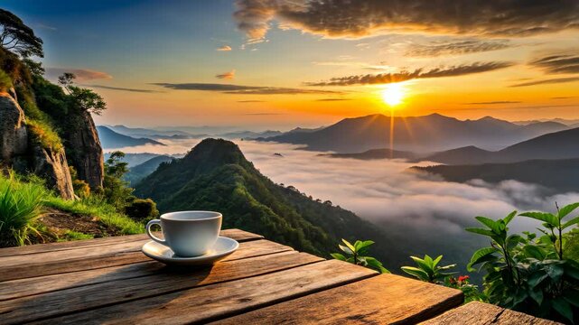 Sunrise Mountain Coffee A Serene Start to the Day with a Cup of Joe