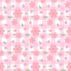 seamless pattern with pink flowers