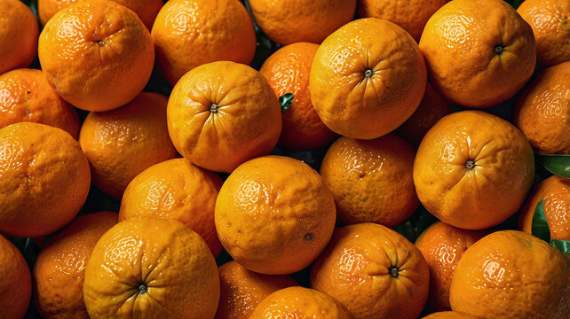 A vibrant, high-resolution background filled with an abundance of fresh, juicy oranges. The scene is colorful and dynamic, with oranges piled high, some whole and some sliced open to reveal their brig