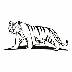 Obraz premium Isolated cartoon tiger vector illustration of a wild striped feline