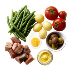 Niçoise Salad Ingredients | Raw Components Isolated on White